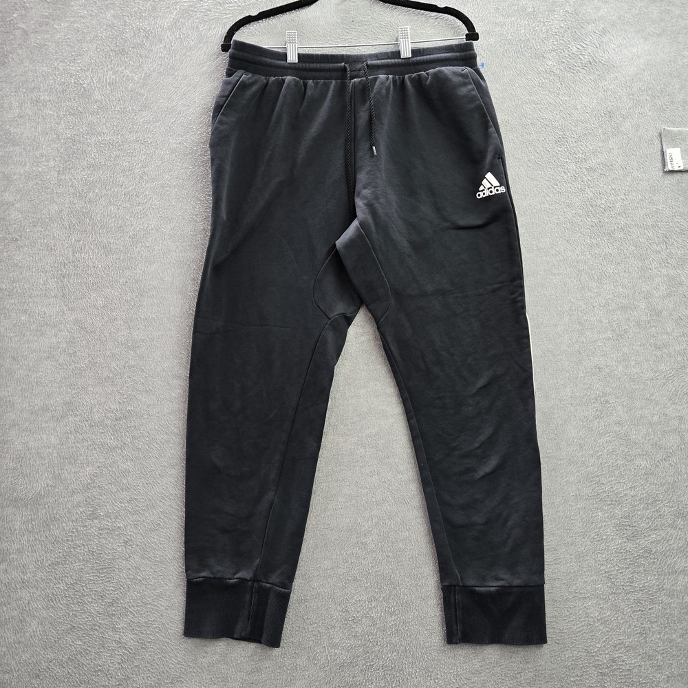 Adidas Men Activewear Pants XL Black Sweatpants Basketball Club Logo 28" Inseam